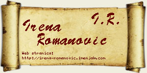 Irena Romanović vizit kartica